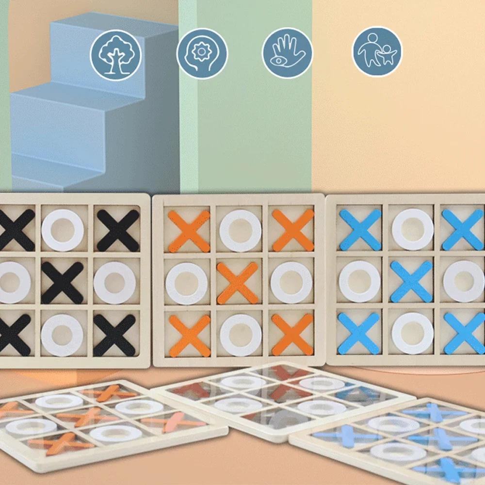 Trä XO Tic Tac Toe-spel Minischackbräde Interaktion Pusselträning Montessori pedagogiska leksaker Present för barn Pojke Flicka