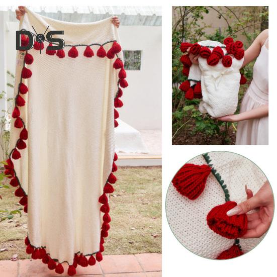 Crochet Flowers Rose Bouquet Blanket Soft Breathable Decorative Romantic Rose Flower Bouquet Knitted Throw Blanket