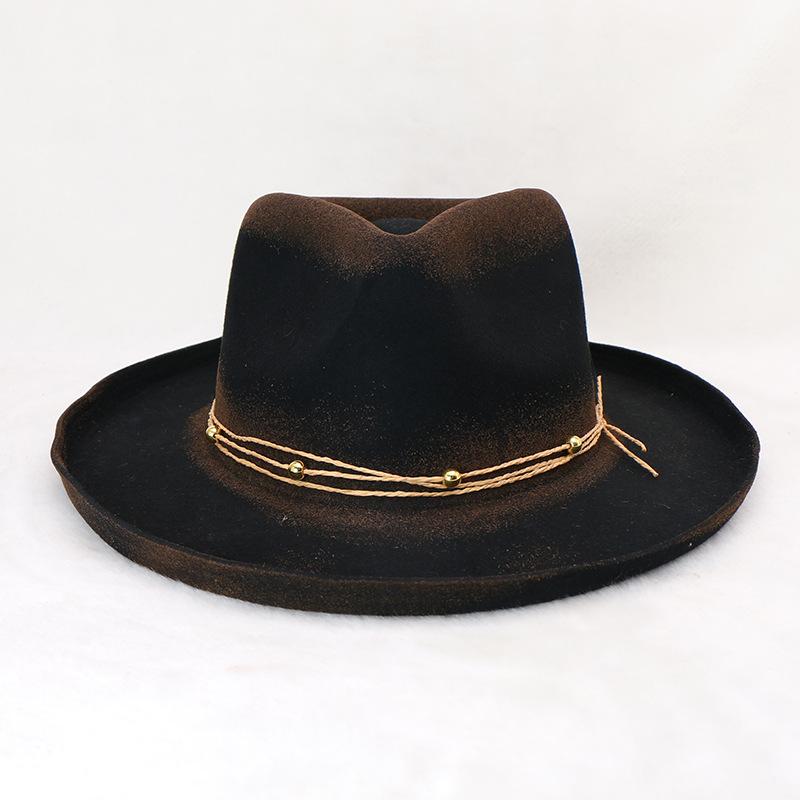 

Wool Flat Top Flat Brim Top Hat Fashion Big Eave Hat Hot Sale Women s Autumn and Winter Hat Adjustable (56-59cm)