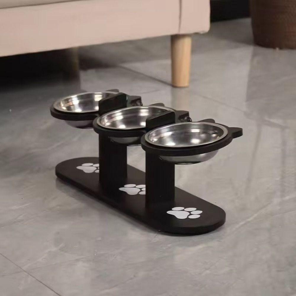 3 In 1 Pet Food Feeder Stainless Steel Pet Water Bowl Cute Elevated Cat Dog Bowl  Pet Treats