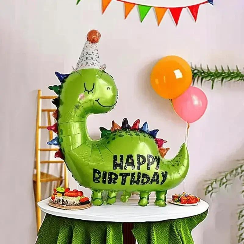1pc-DIY Balloons Decor Birthday Aluminum Film Balloon Fashion Green Dinosaur Style For Children's Boy Parties Accessories