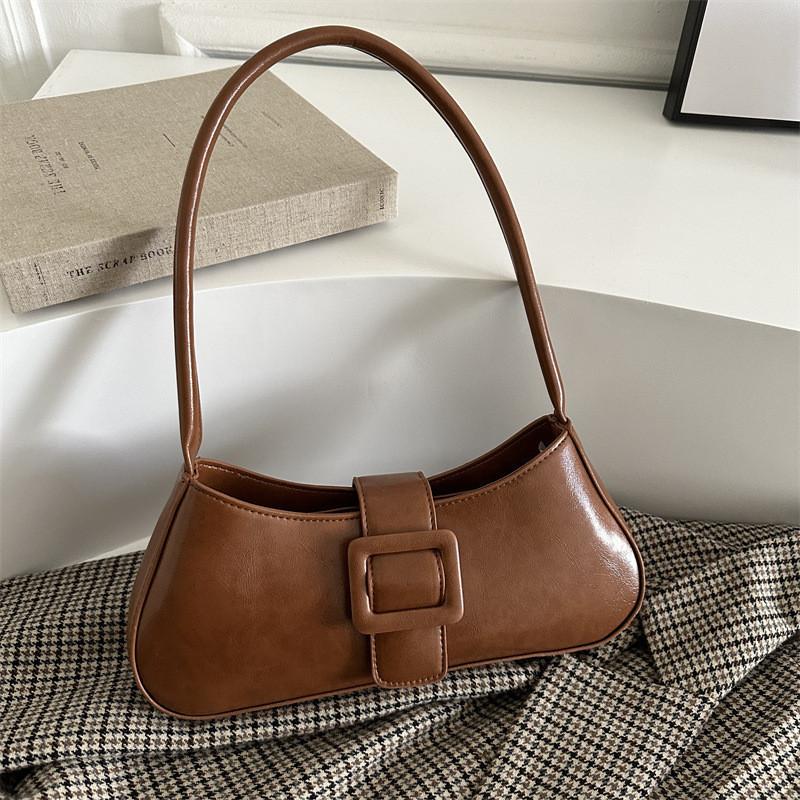Stylish Minimalist Ins Small Batch Bag Pu Material Street Fashion Shoulder Bag 2023 Winter New Bag