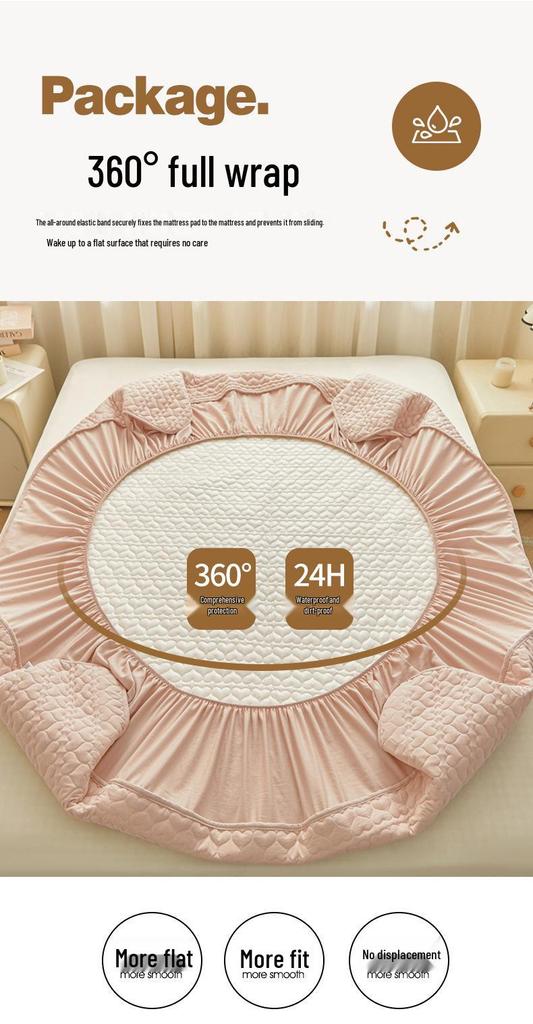 Soybean Cotton Waterproof Bed Sheet - Love Style, Mattress Protector Compatible with Simmons.