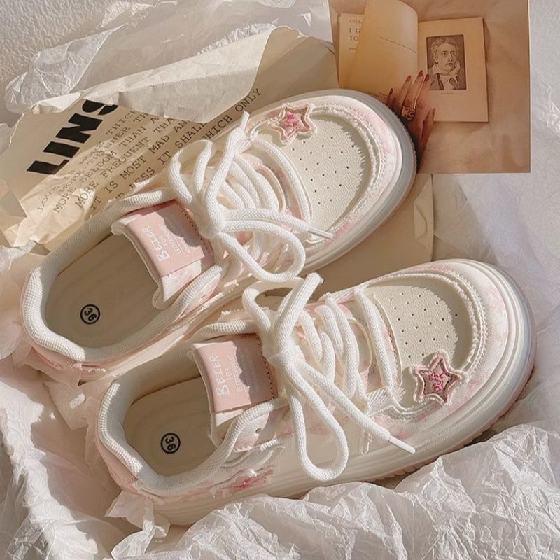 Wasteland Wind Spring and Autumn New Canvas Shoes Pink Shoes Platform Niche Sports Board Shoes