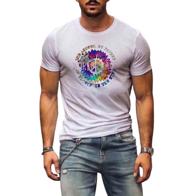 

Новая летняя мужская модная футболка с индивидуальным алфавитом и цветочным принтом, мужская футболка, топ 8XL белый