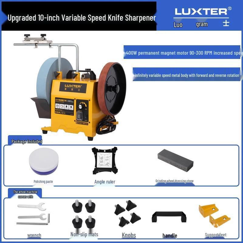 LUXTER Variable Speed Electric Knife Sharpener, 8/10-inch Water-Cooled Grinding Wheel.