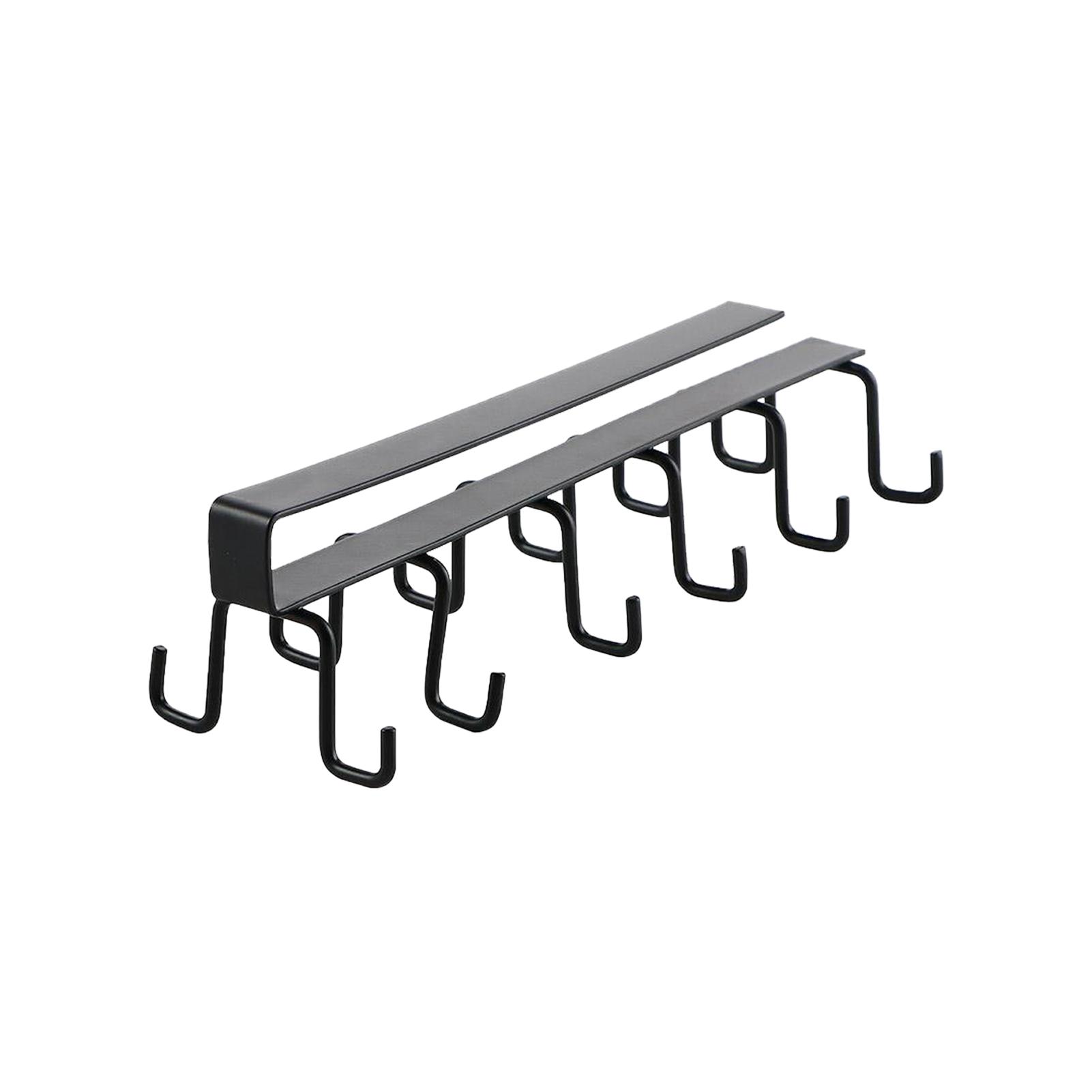 

Подставка для чашки из железа, подставка для хранения чашек под шкафом с двухрядными крючками для подвешивания, подставка для чашки кофе, подставка для кружки для кухни, нет чёрный