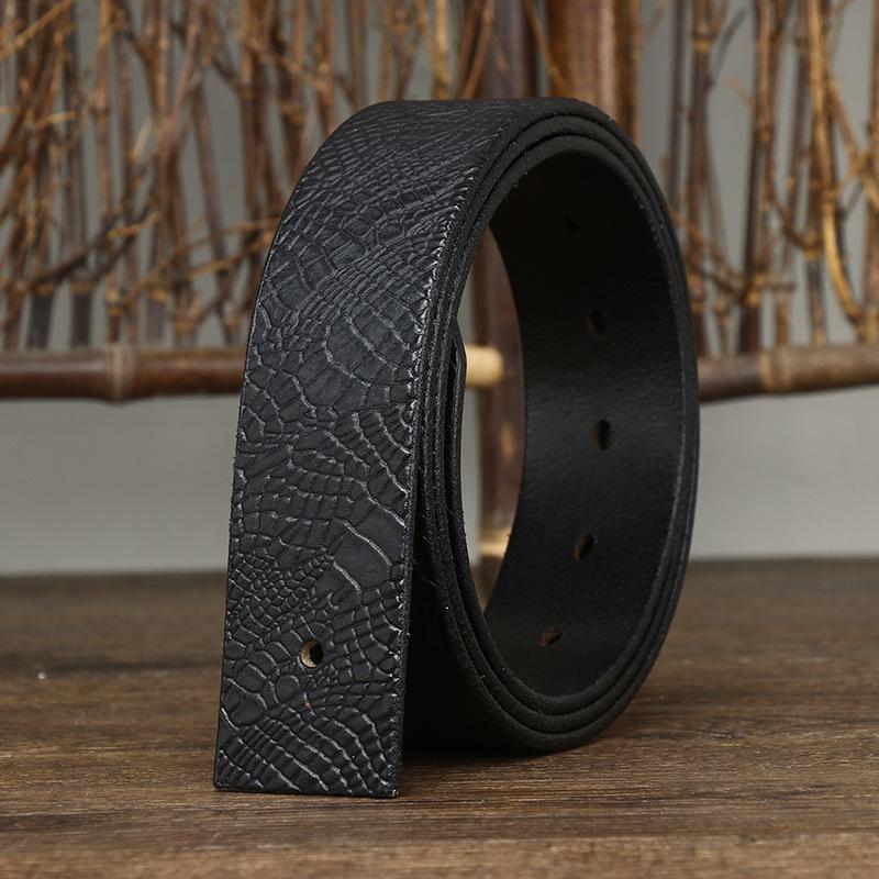 Headless Embossed Belt Men'S Genuine Leather Pin Buckle First Layer Pure Cowhide Strip Retro Trend Buckle-Free Belt Belt Does Not Take The Lead