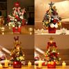 Jingle Bell Mini Christmas Tree With Light Ribbon Bow Festive Party Supplies  Kids Gift