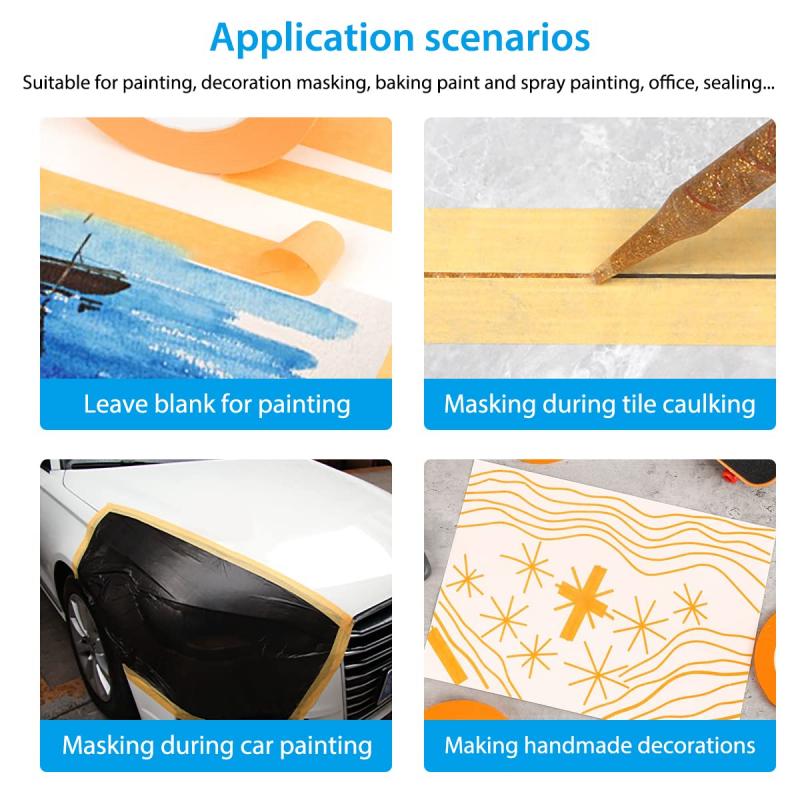 1pcs Yellow Masking Tape Adhesive Tape Textured Paper Car Paint Decoration Seamless Hand Tear Without Mark For Painting TapePinstriping Tape 3
