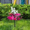 Iron Art Garden Flower Fairy Sculpture Rotating Metal Windmill Wind Spinner  Backyard