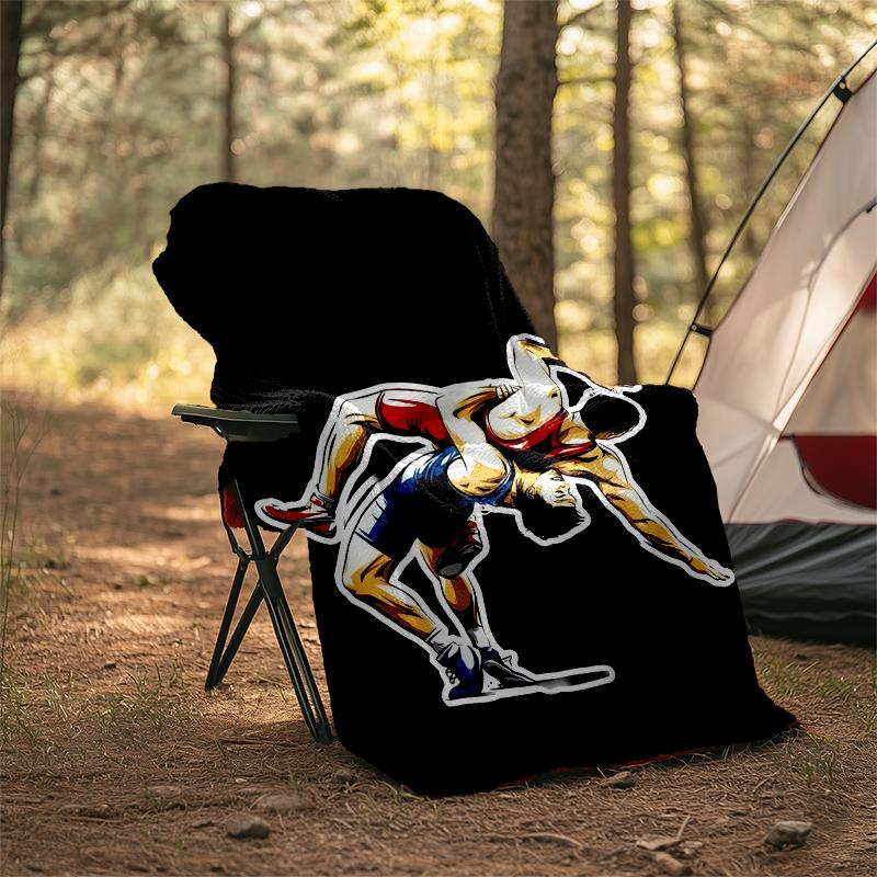 wrestling Theme Printed Blanket - Perfect for Couch, Bed, Travel & Outdoor Use | Machine Washable, Cozy & Durable.
