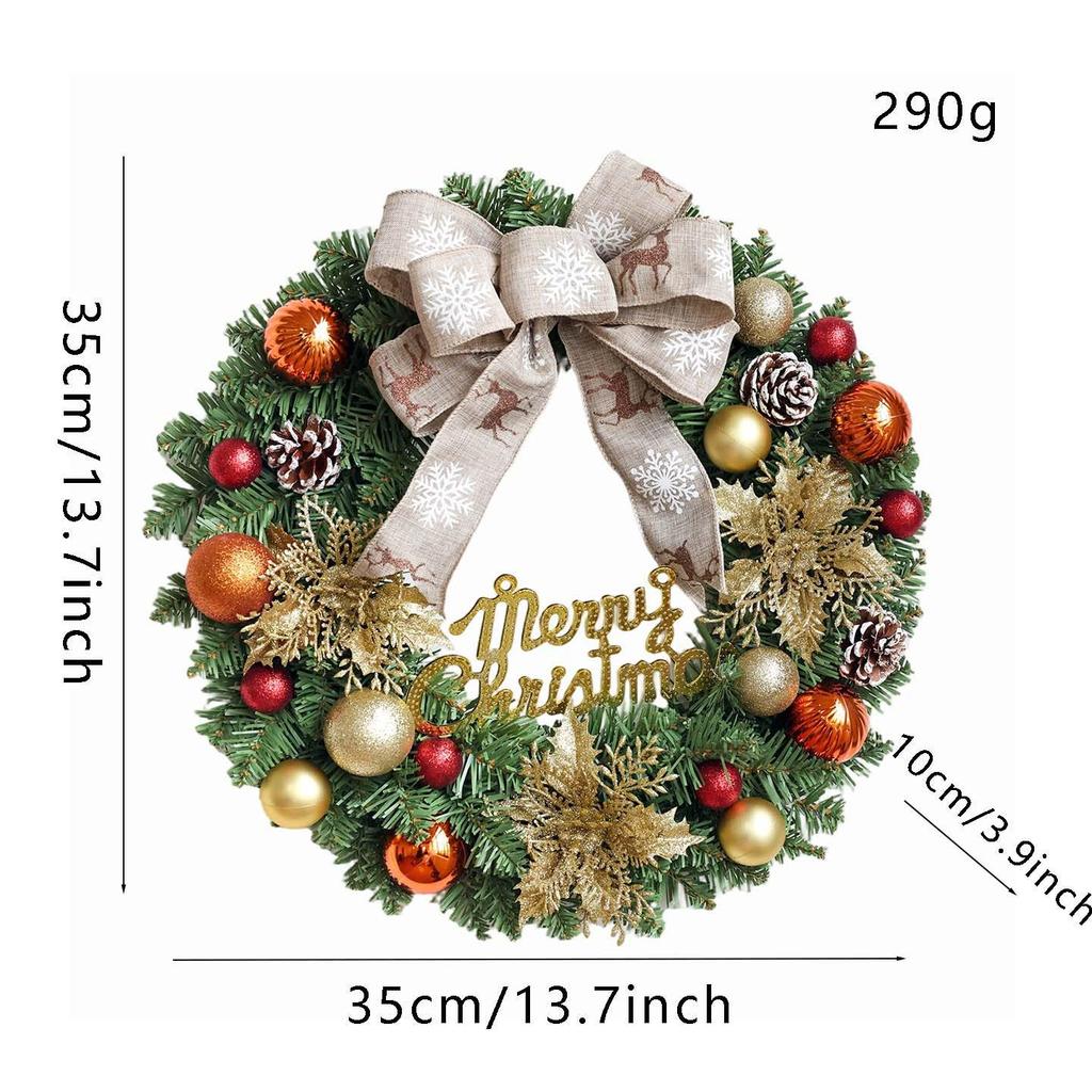 30cm Christmas Wreath with Pine Cones & Ornaments for Window Decoration