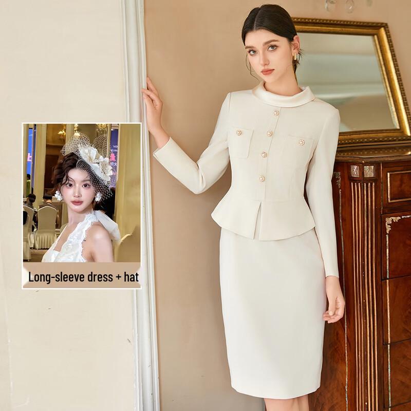 

Elegant Two-Piece Look Professional A-Line Dress M