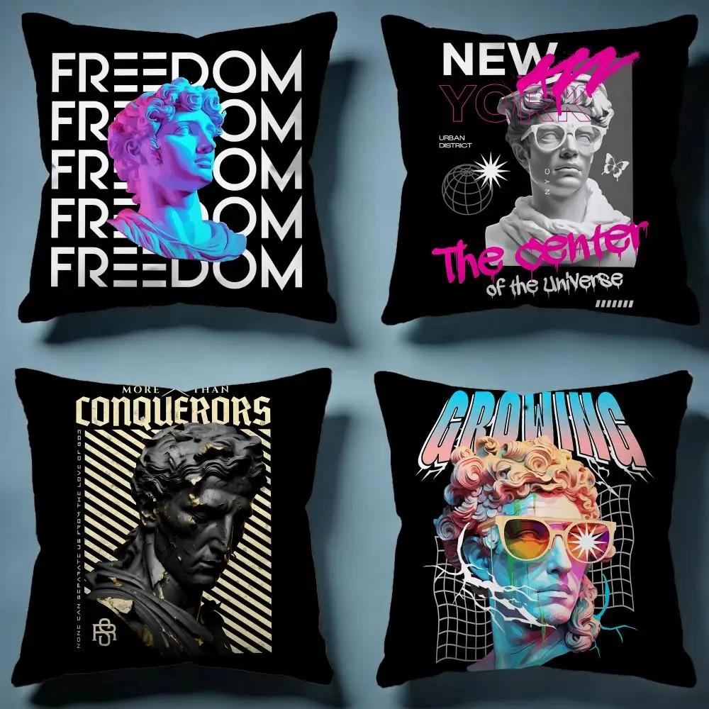 Creative Sculpture Painting Cushion Cover Soft Decorative Pillow Case Suitable for Bedroom Sofa Car Travel Use
