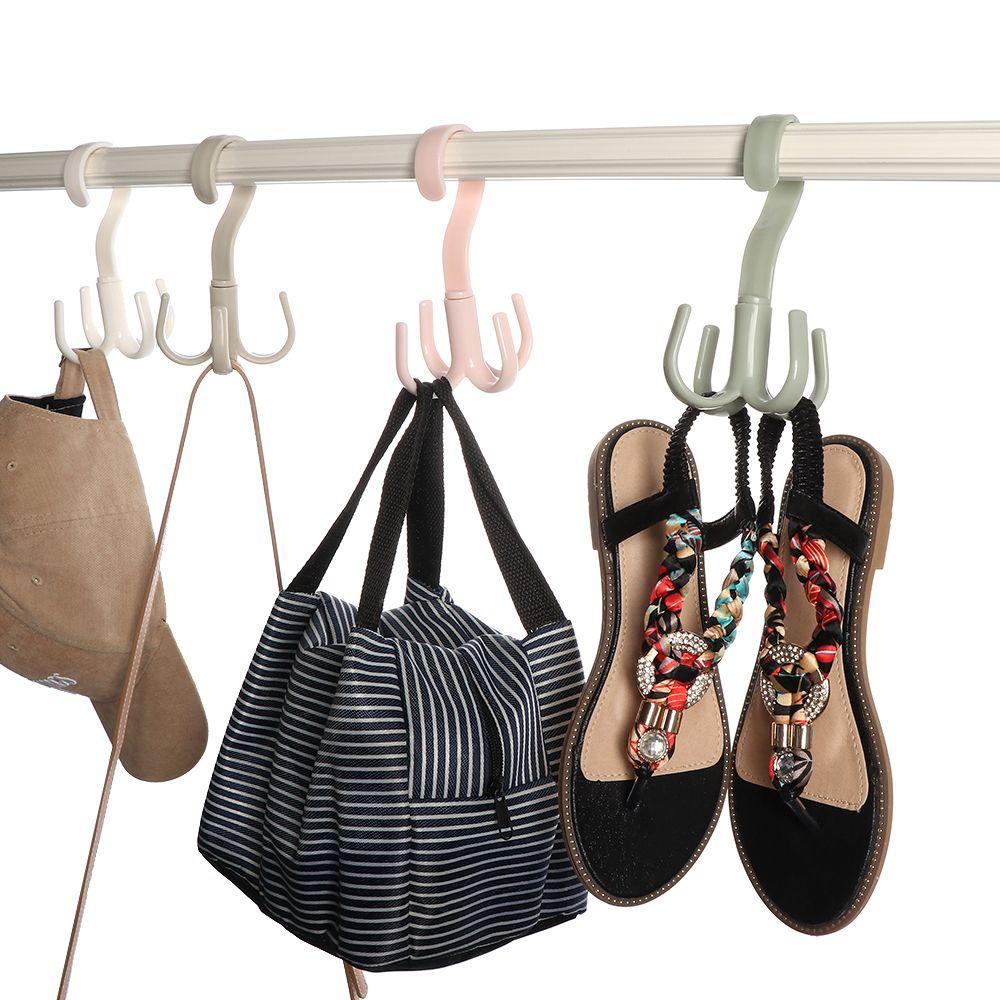 Shelf Storage Storage Hook Tie Holder 4 Hook Multifunction Rotating Four-claw Hook Plastic Hanger