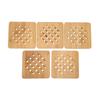 5 Pcs Bamboo Hot Pad Table Mat Bamboo Trivet Pot Mat Heat Resistance for Hot Dishes Pot Bowl Teapot Quadrate 15CM