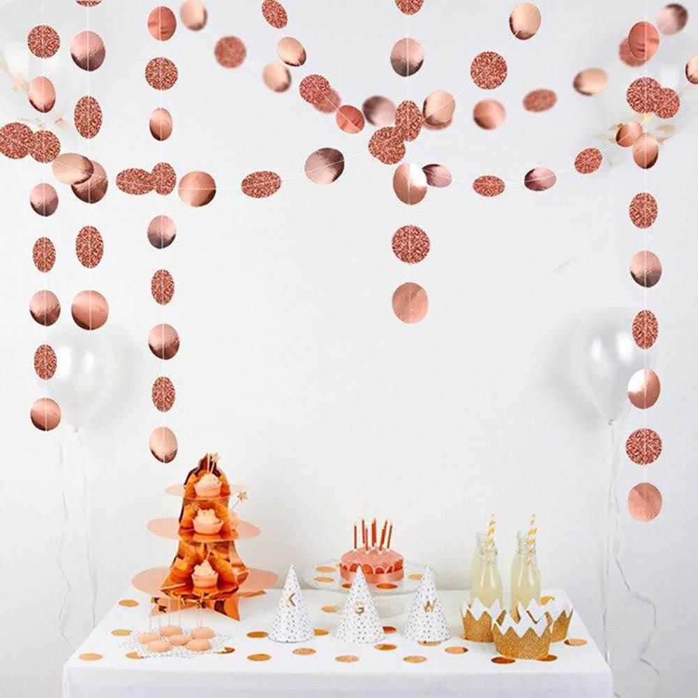 4M Mirror Glitter Round Garland With Colorful Circle String For Wedding Birthday Graduation Party Showcase Cafe Home Curtain Hanging Ornaments Decor