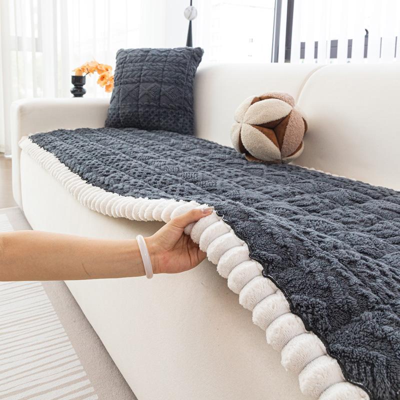 

Утолщенный плюшевый чехол-полотенце для дивана, простой защитник мебели, универсальное нескользящее моющееся одеяло для дивана для гостиной, fundas sofa 70x70cm серый