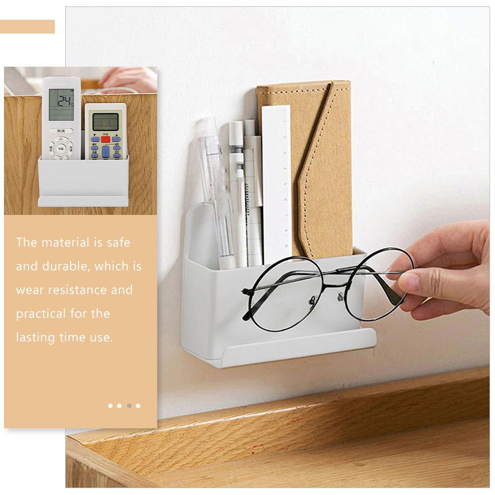 2Pcs Remote Control Storage Box Wall Mounted Adhesive Organizer for TV Controller Phone Charging Holder Space Saving Plastic