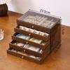Luxury Five-Layer Rectangle Walnut Jewelry Box with Dustproof Drawstring Closure-Earring Bracelet Necklace & Ring Storage