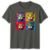 Retro Pop Art Cat T-Shirt Colourful Cat Lover Novelty Funny Birthday Gift