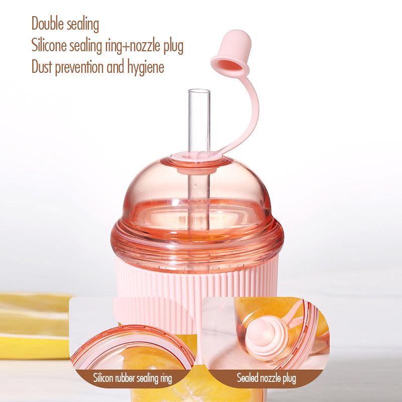 430/630ML Straw Cup with Lid and Straw Portable Large Capacity Coffee Milk Tea Cup Ins Style Water Cup Office Workers Juice Mug
