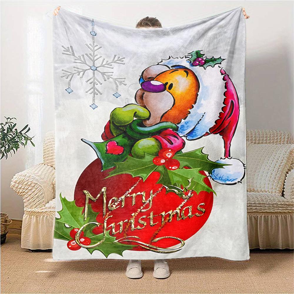 Christmas Gnome Holly Blanket Soft Throw Blanket For Home Bedroom Bed Sofa Travel Office Solid Christmas Blanket