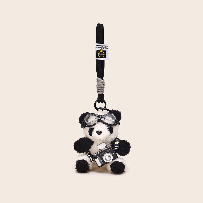 Pilot Bear Plush Keychain Doll Pendant With Flashing Camera For Kids Collectors