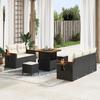 vidaXL 8-piece Garden Sofa Set with Black Cushions In Poly Rattan Acacia, Garden Dining Set 3365065