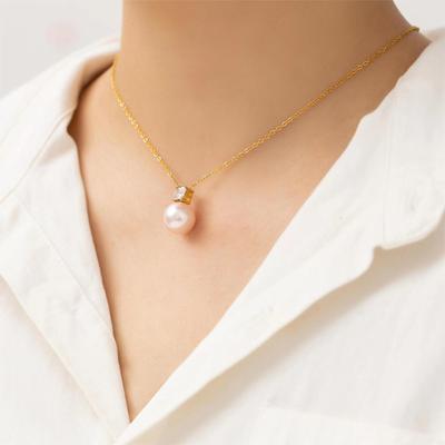 New Titanium Steel Inlaid Flash Four -claw Four -claws Pearl Pendant Necklace