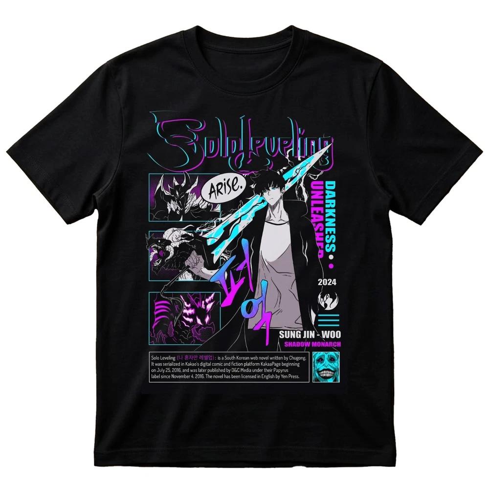 Sung Jin Woo Solo Leveling Shadow Monarch Arise TShirt Anime Unisexga Graphic Tee S
