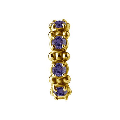 Gold Clicker Earring With Purple Premium Zirconia - Cocr Nf - K-062 1.2/10