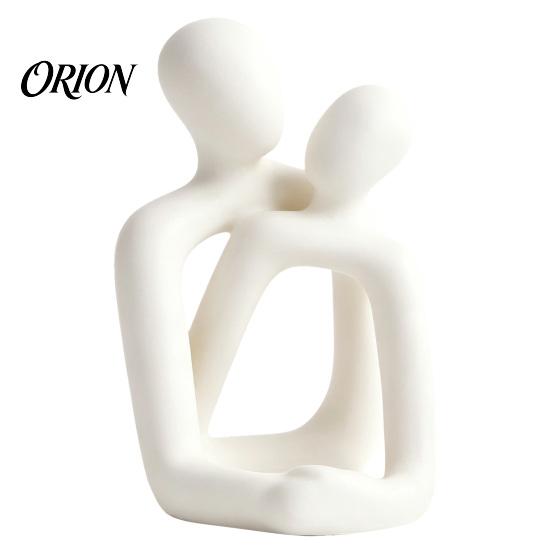 Anniversary Couple Statue Gift 3D Printed Abstract Statue, Minimalist Couples Bedroom Decor, White Hugging Lovers Sculptures, Valentine Romantic
