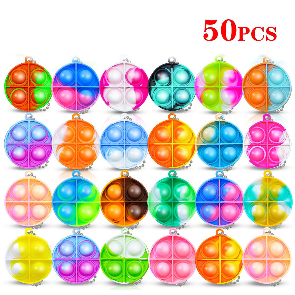 Toys Toys 10/30/50Pcs Pop Keychains Fidget Bulk Push Stress Relief Sensory Classroom Prizes Birthday Party Favors