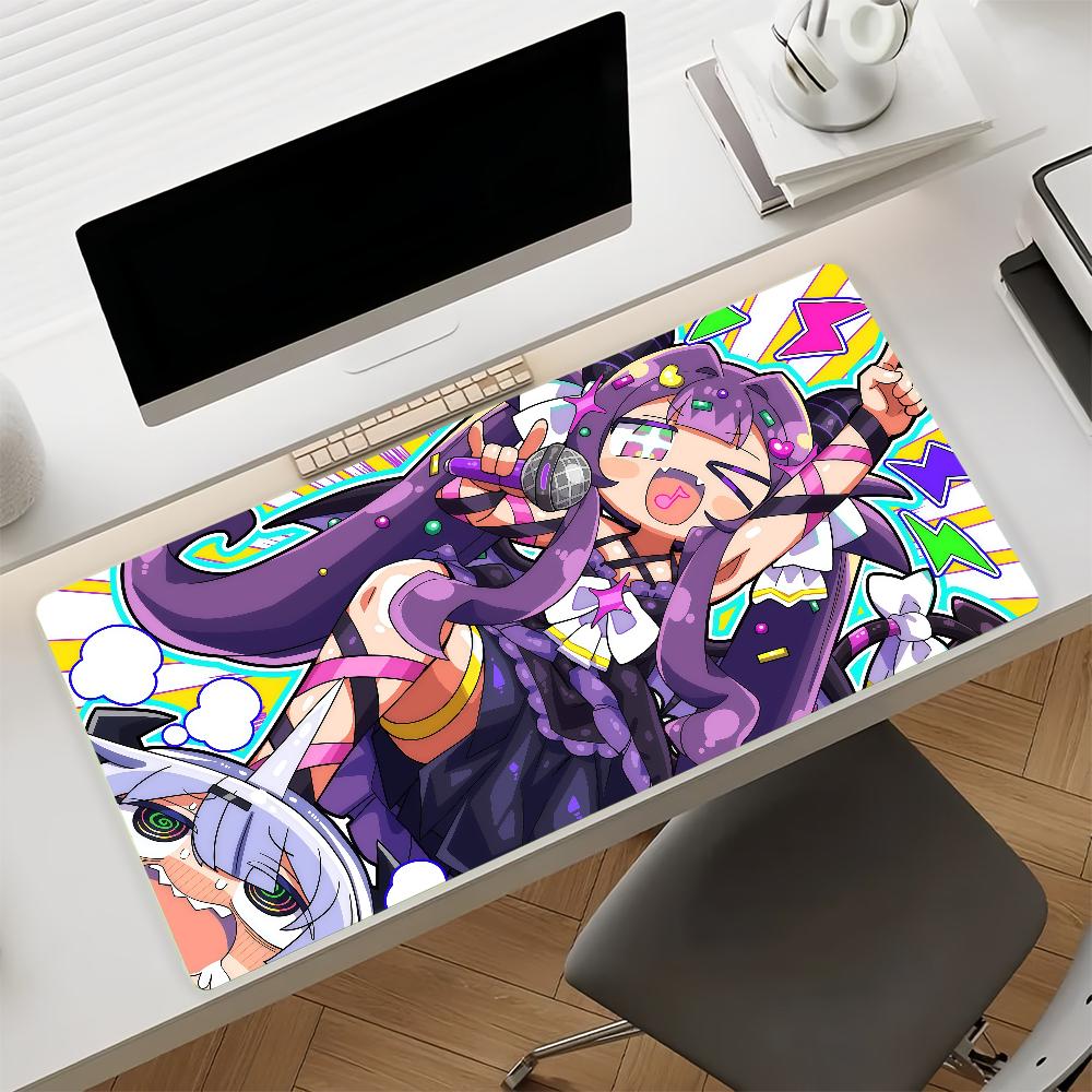 Gaming Mouse Pad Large Desk Mat Antislip Base Stitched Edges Pink Neon Anime Girl Print Keyboard Pad for Gamer Home Office