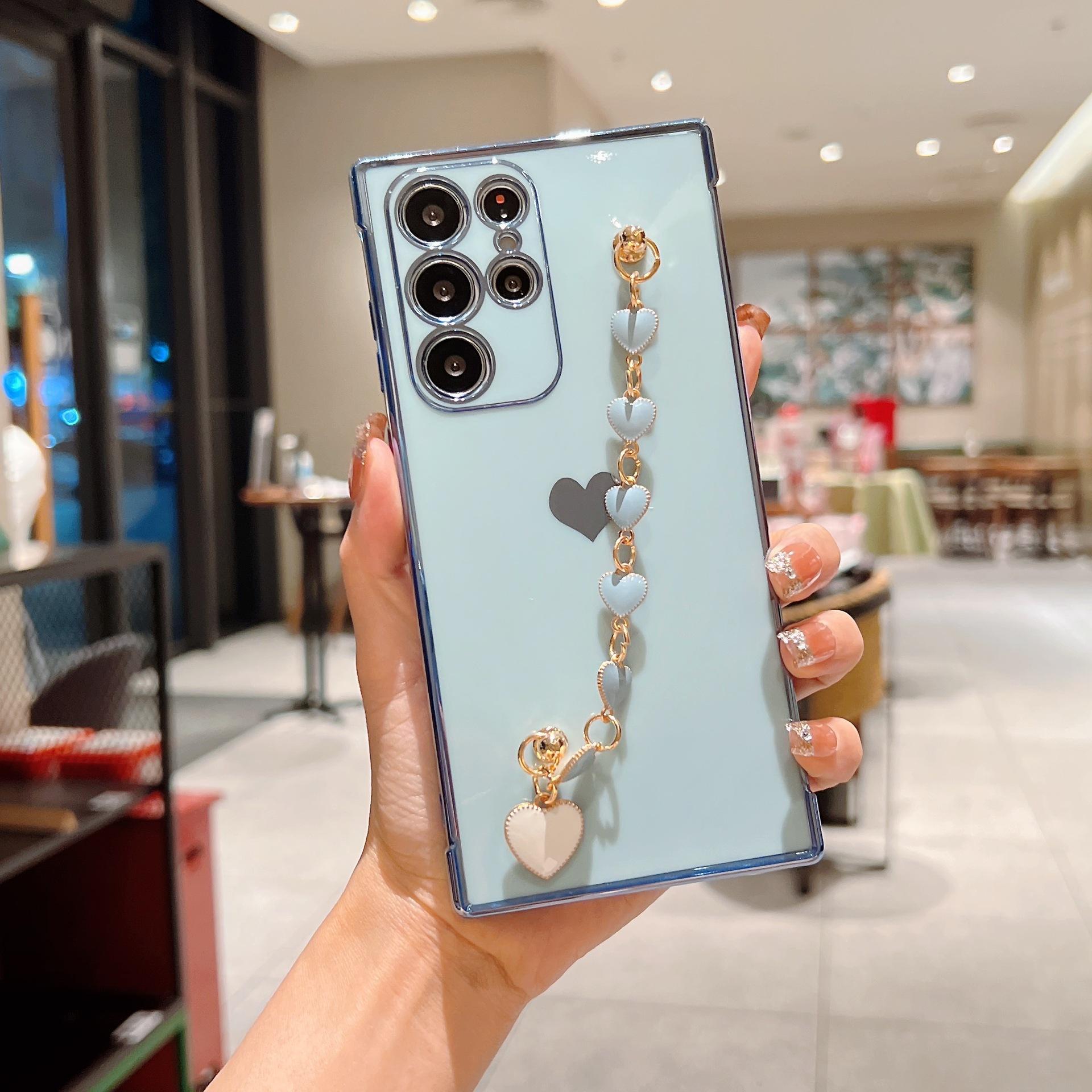 

Подходит для Samsung S24ULTRA Гальванизированный Чехол для Мобильного Телефона S25 Боковая Любовь Чехол для Мобильного Телефона A55 Защитный Чехол с Браслетом Любви Samsung A55