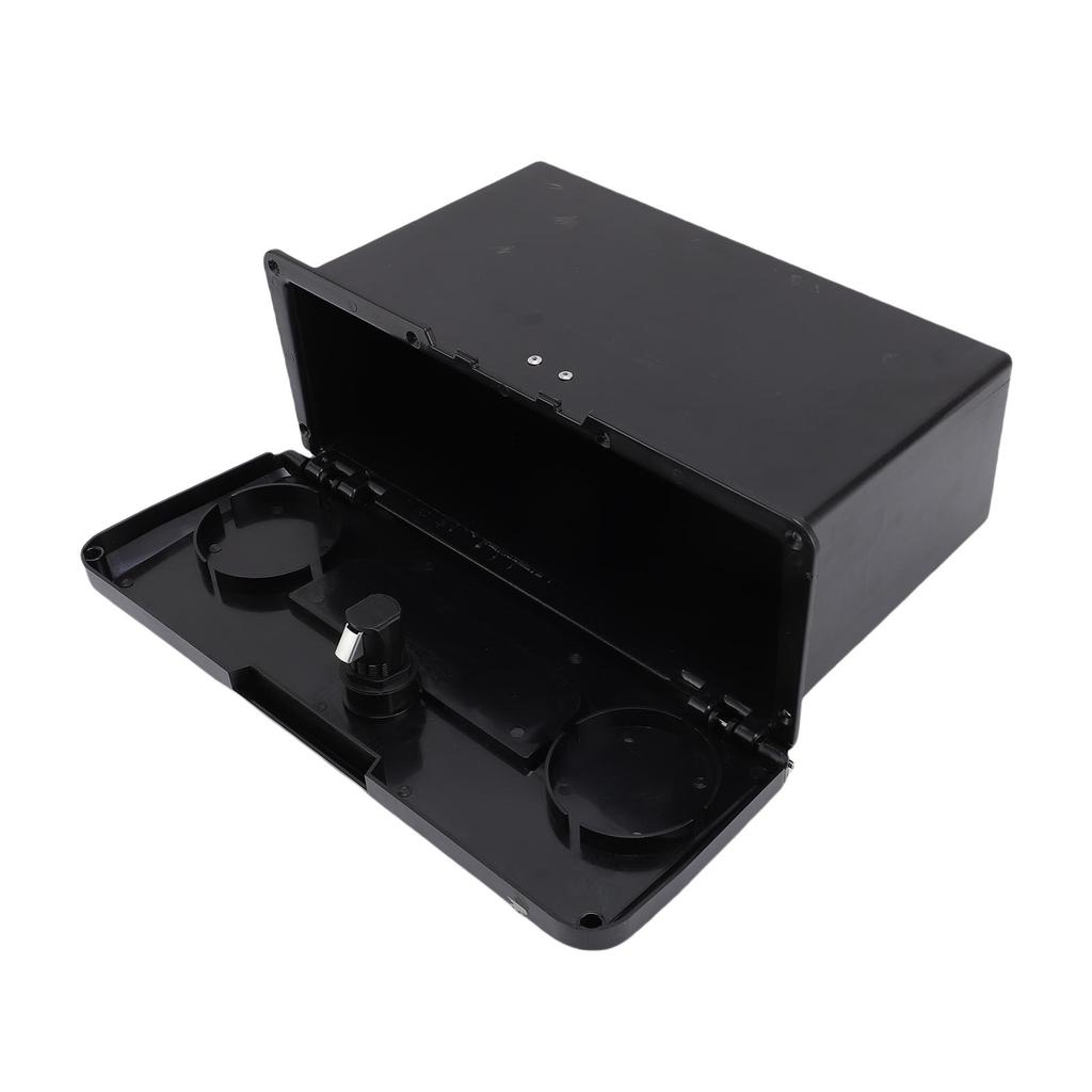 Marine Boat Storage Compartment Multifunctional Lockable ABS Locking Plastic Glove Box with Double Cup Holder Black