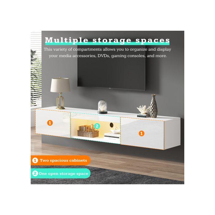 Wall Unit - MUVOE - 70 Inches - Glossy White - LED Lighting - Capacity 30kg