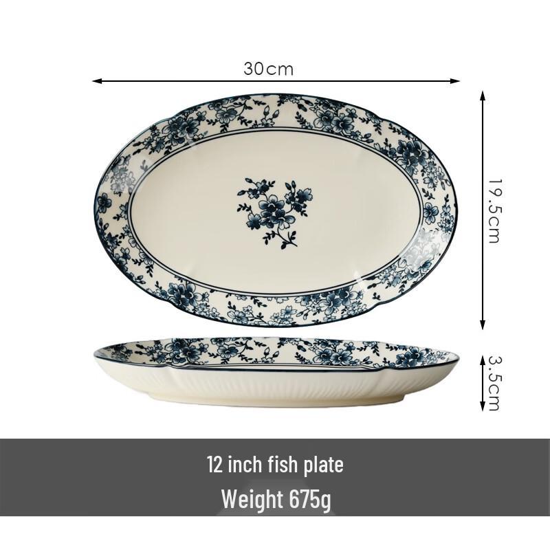 OIMG 12-inch Underglaze Ceramic Fish Plate