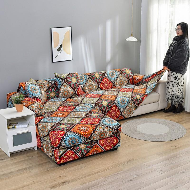 

Stretch Sofa Cover for Living Room Spandex Non Slip Couch Cover with Elastic Bottom L-Shaped Sofa Need Order 2 Pieces Sofa Cover Small(90-140cm)1pc