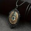 Gothic Retro Butterfly Suneye Life Tree Oval Pendant Black Leather Rope Necklace for Women Halloween Party Amulet Witch Jewelry