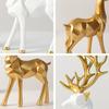 NORTHEUINS Resin Golden Mini Couple Deer Figurine for Interior Geometry Art Model Statue Home Living Room Desktop Entrance Decor