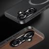 For Samsung Galaxy S24+ Case Compatible with MagSafe PU TPU PC Phone Back Cover with Metal Lens Frame
