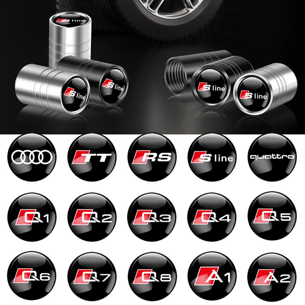 Car Emblem Wheel Tire Valve Caps Tyre Air Stem Cover Accessories For Audi OOOO SLINE A3 A4 A5 A6 A7 A8 Q2 Q3 Q4 Q5 Q6 Q7 RS S TT