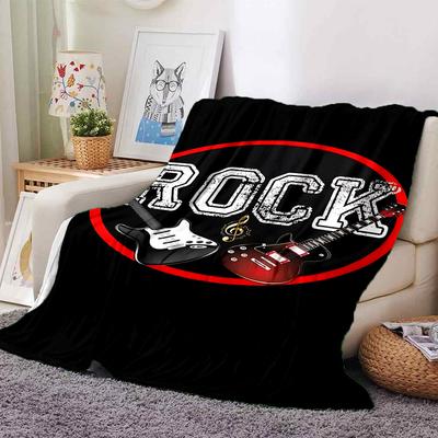 1pc ROCK GUITAR Soft Warm Throw Blanket Nap Blanket For Couch Sofa Office Bed Camping Travel,Comfortable