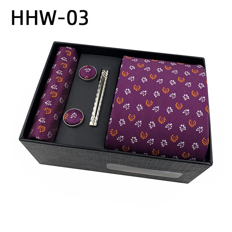 Paisley Men'S Tie Square Cuff Tie Clip Gift Box Set Business Casual Tie Black Gift Box