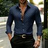 2026 Nuova Camicia da Uomo Geometrica a Griglia di Diamanti Bianca e Nera, Camicia Stampata Personalizzata, Abbigliamento da Uomo Versatile alla Moda Casual