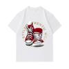 Men's 100% Cotton Crew Neck Short Sleeve T-Shirt, Retro Red Canvas Sneaker Printed Casual Comfortable Tee, Stylish Authentic Streetwear Daily Fashion