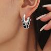 Black Awn Black Stone Jewelry Hoop Earrings For Women